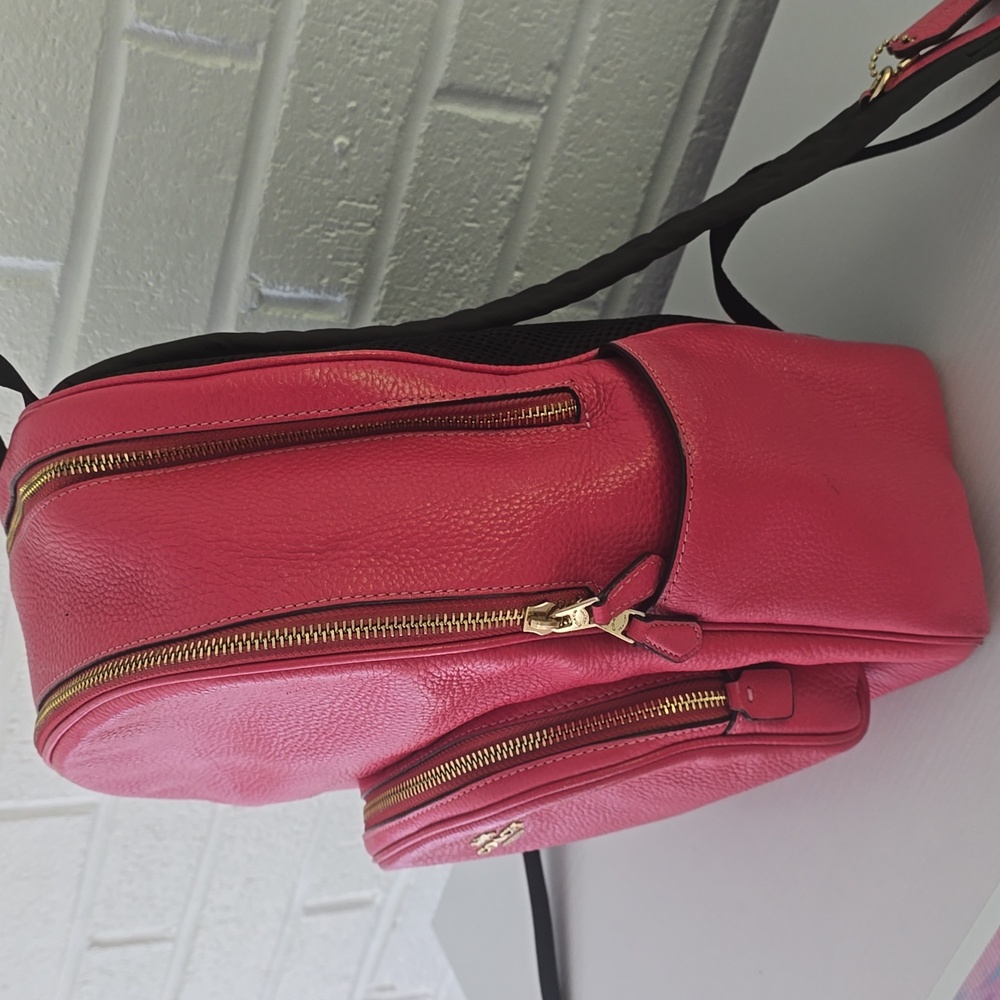 Coach Pink Pebbled Leather Backpack with Gold-Tone Hardware - Picture 8 of 16